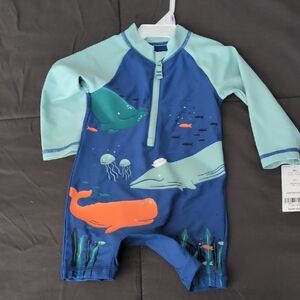 Carter's Baby Swimsuit with Whale Design - Blue and Green